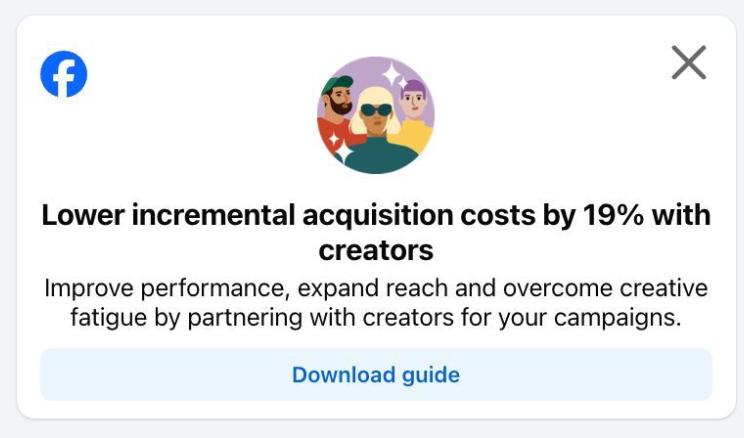 Meta official statement: Lower incremental acquisition costs by 19% with creators